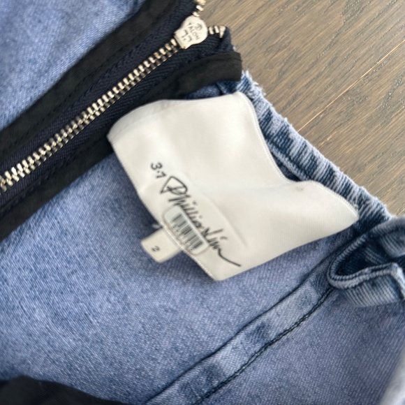 3.1 Phillip Lim Overdyed Denim Slip Dress Lace Trim Denim Dress Black - Size 2 - Picture 6 of 10